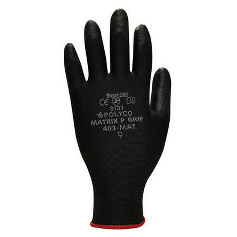 Polyco Matrix P Grip GlovesPolyco Black Matrix P Grip Size 9 PU Palm ...